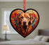 Labrador Fox Red Glass Effect Heart Suncatcher